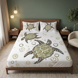 Marine Turtle White 3D Printed Fitted Bed Sheet